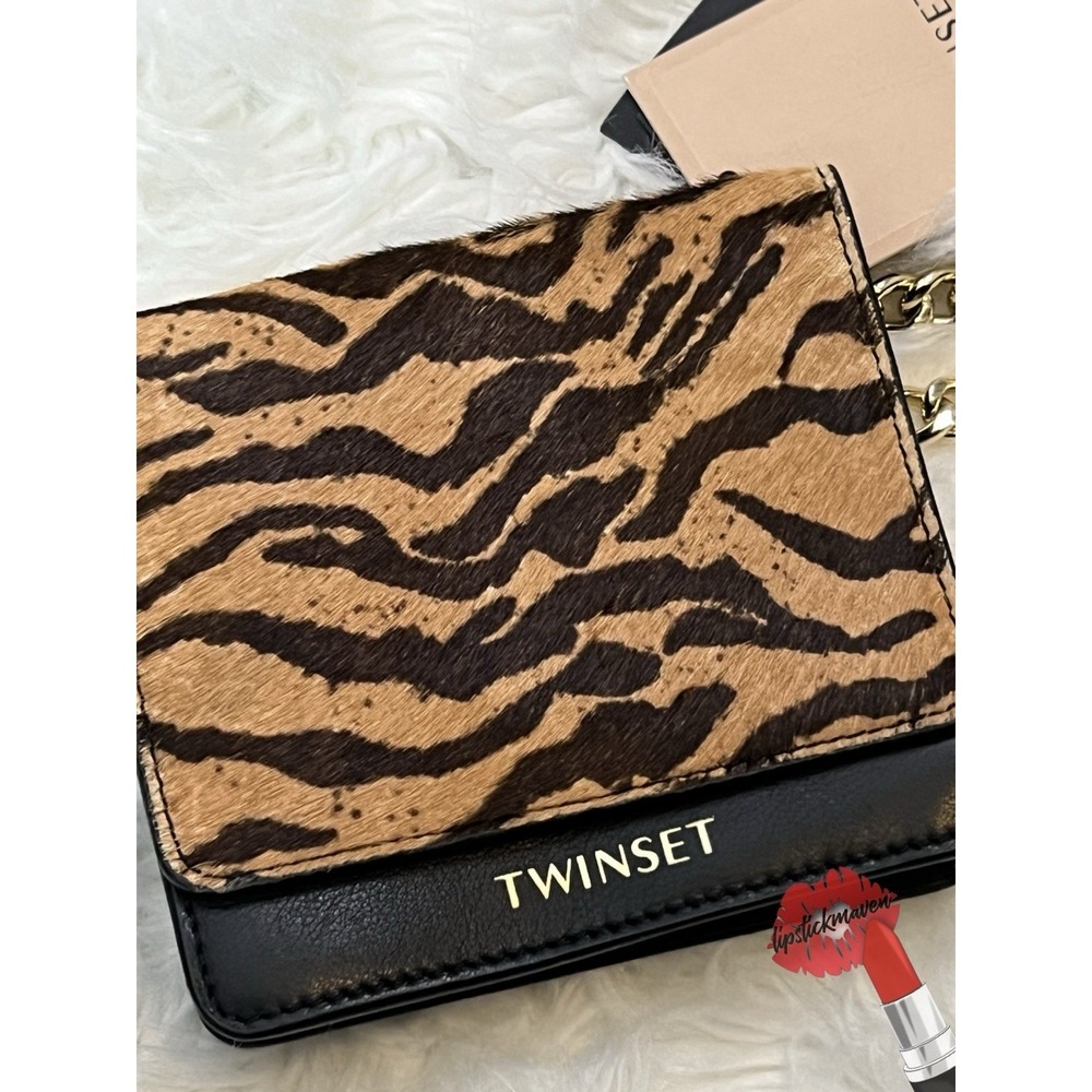 Twinset Milano Belt Bag Womens Large Tiger Stripe Animal Print Micro Mini Chain